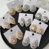 Pave chunky square earrings