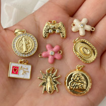 Enamel flower charm