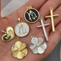 Flower cross charm