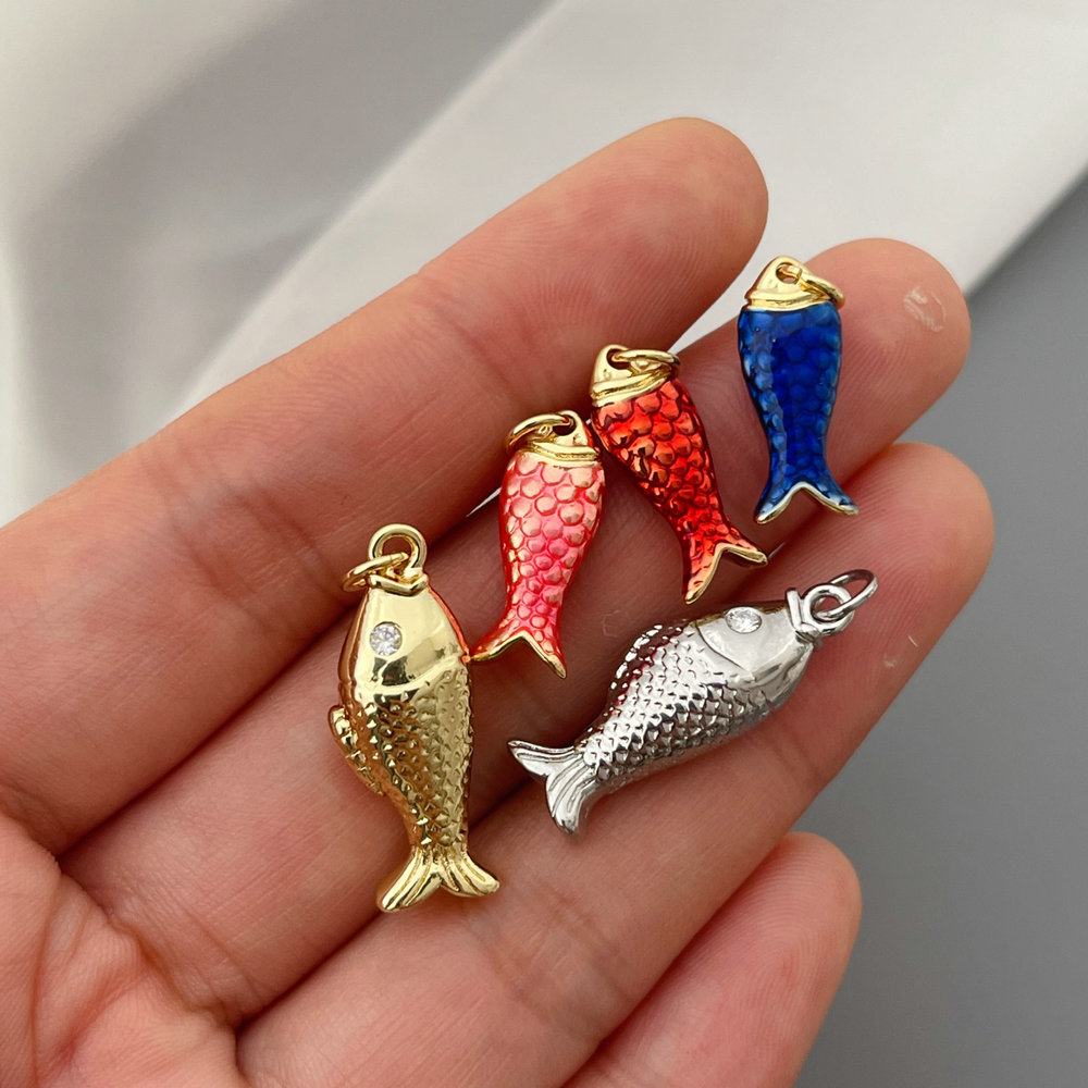 Enamel fish charm