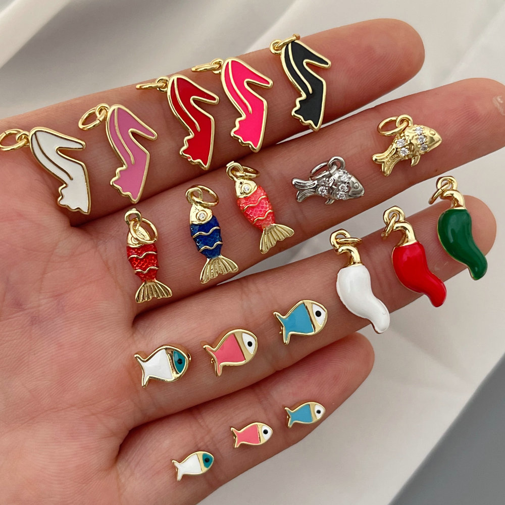 Enamel fish charm