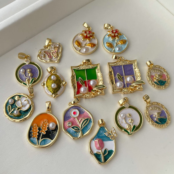 Enamel flower charm
