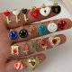 Enamel heart key fish charm