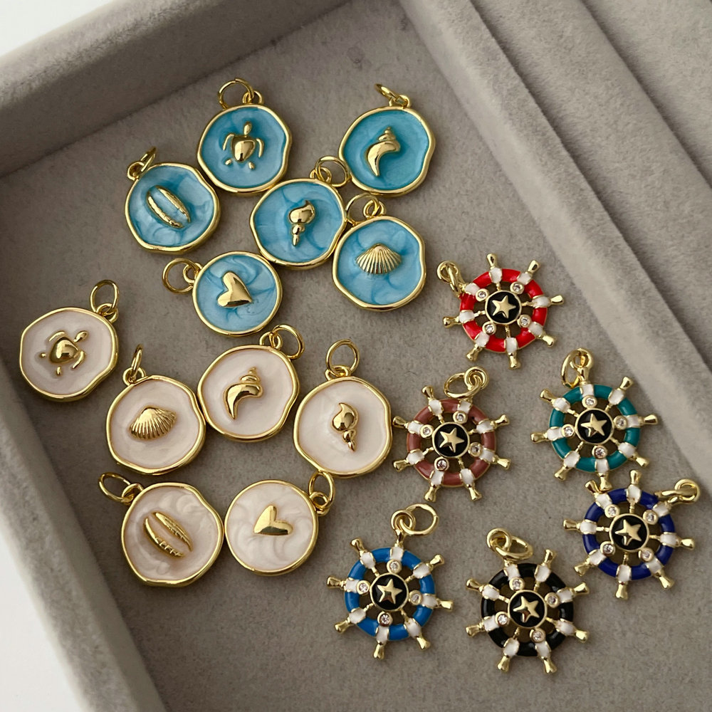 Enamel sea jewelry charm