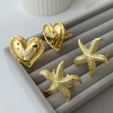 Metal star heart ring