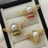 Pave zircon bee ring