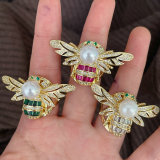 Pave zircon bee ring