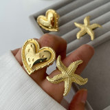 Metal star heart ring
