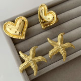 Metal star heart ring