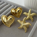 Metal star heart ring