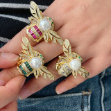Pave zircon bee ring