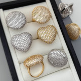 pave zircon heart round ring