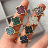 Pave zircon clover ring