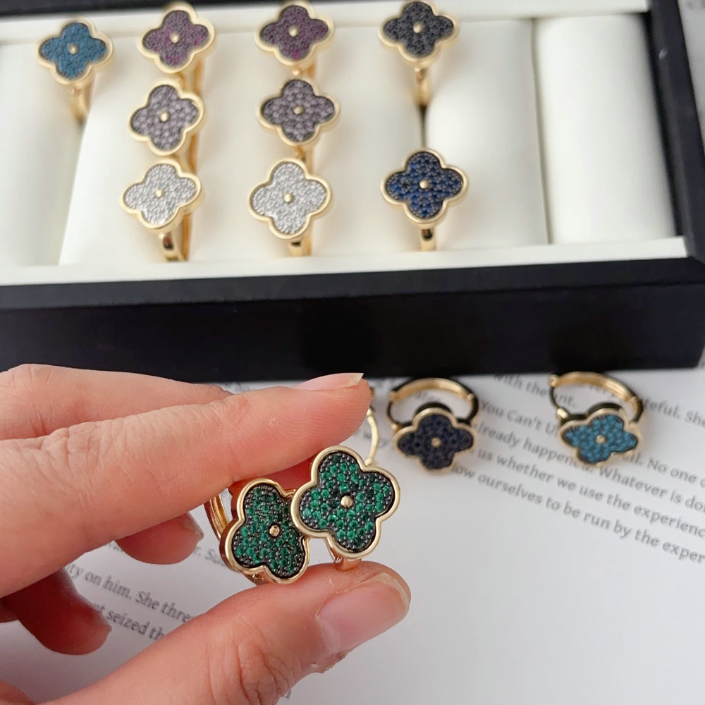 Pave zircon clover earrings