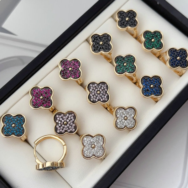 Pave zircon clover earrings