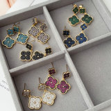 pave zircon clover earrings