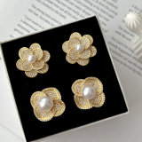Pave zircon flower earrings