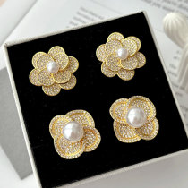 Pave zircon flower earrings