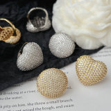 pave zircon heart round ring