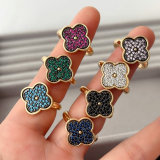 Pave zircon clover ring