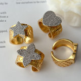 Pave zircon two tone star heart ring