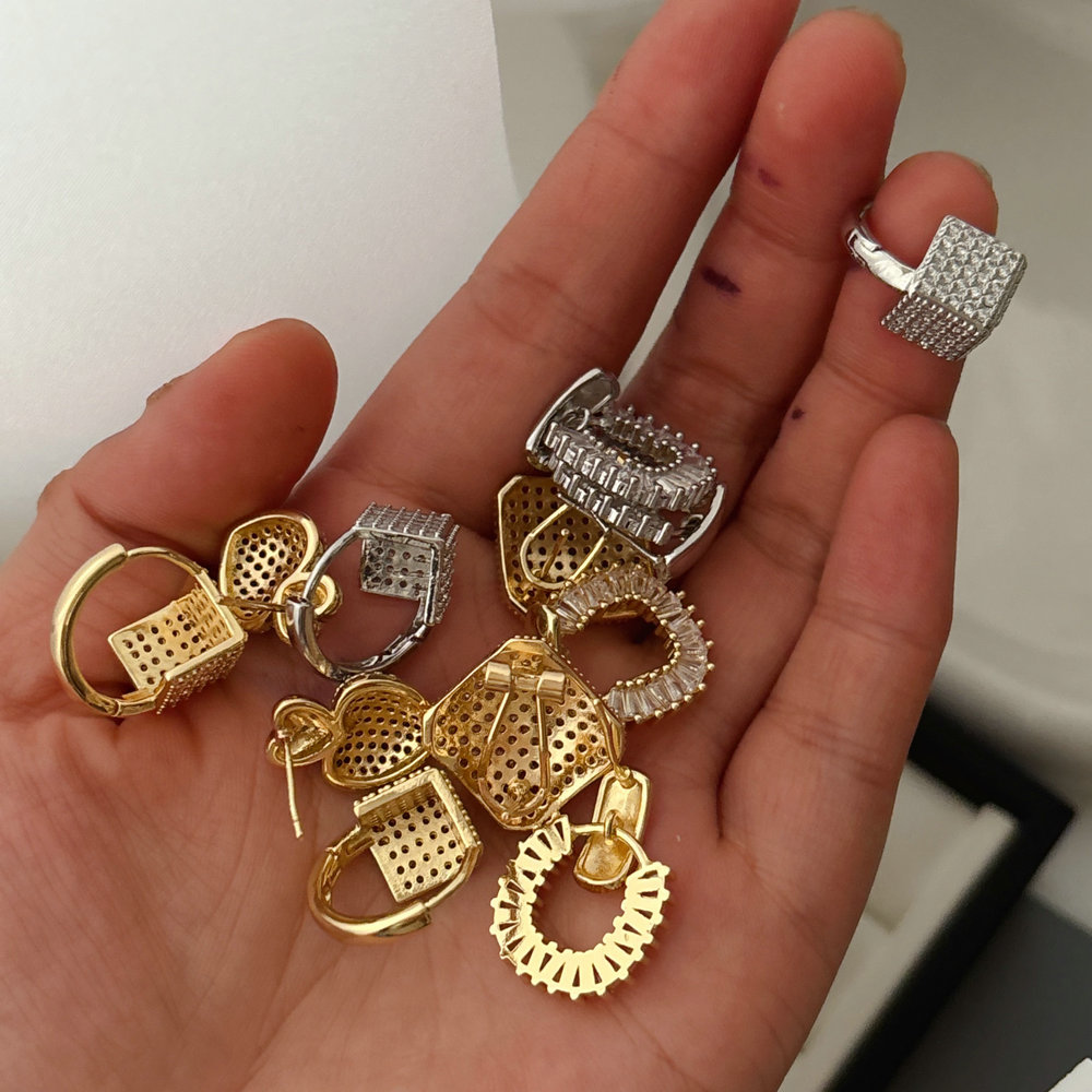 Fashion zircon square earrings