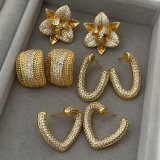 Pave zircon flower earrings