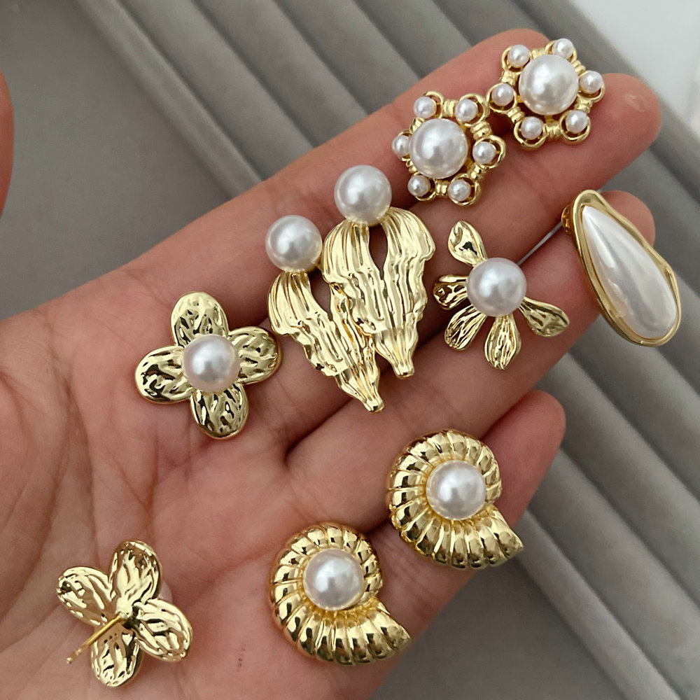 pearl flower earrings