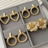 Pave zircon flower earrings