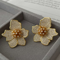 Pave zircon flower earrings