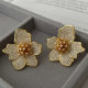 Pave zircon flower earrings