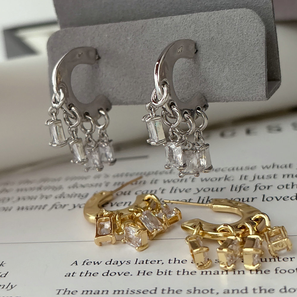 Zircon charm earrings