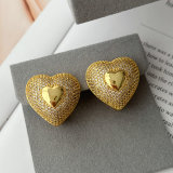 Pave zircon heart earrings