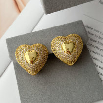 Pave zircon heart earrings