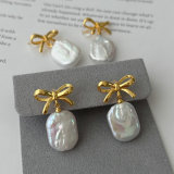 Fresh water sqaure pearl earrings