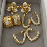 Pave zircon flower earrings