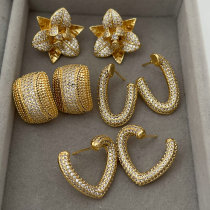 Pave zircon flower earrings