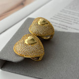 Pave zircon heart earrings