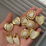 Pave zircon heart earrings