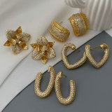 Pave zircon flower earrings