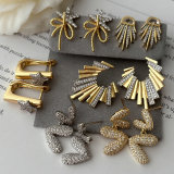 Pave zircon two tone earings