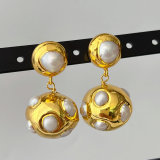 pearl ball earrings