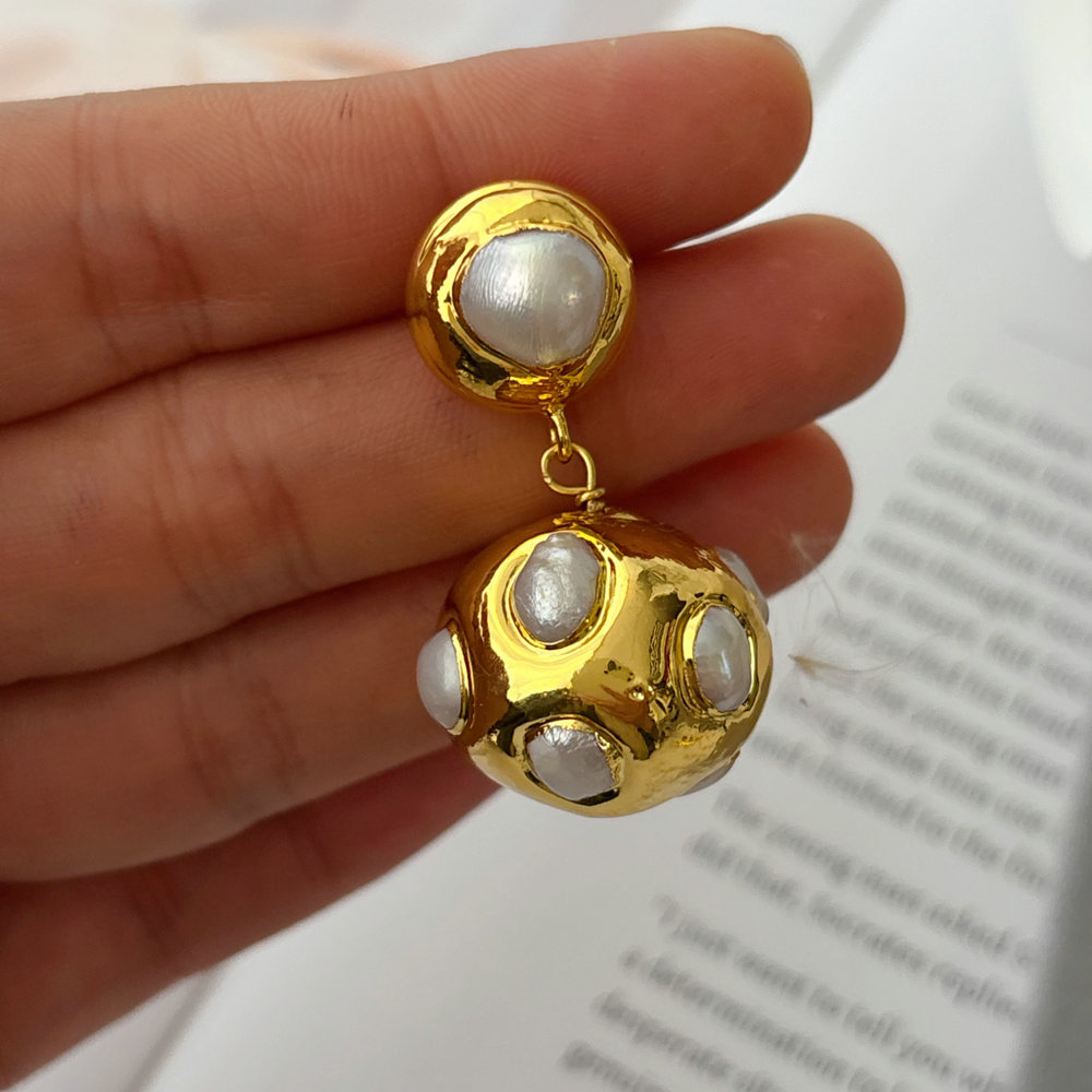 pearl ball earrings