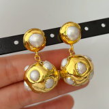 pearl ball earrings