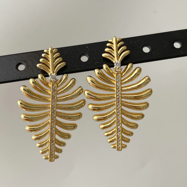 Pave leaf earrings