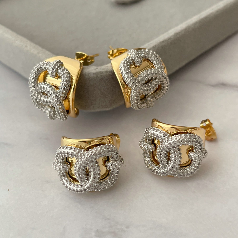 two tone link earrings