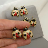 Pave ladybug earrings