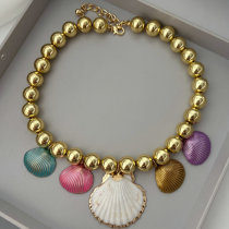 Chunky ball shell charm necklace