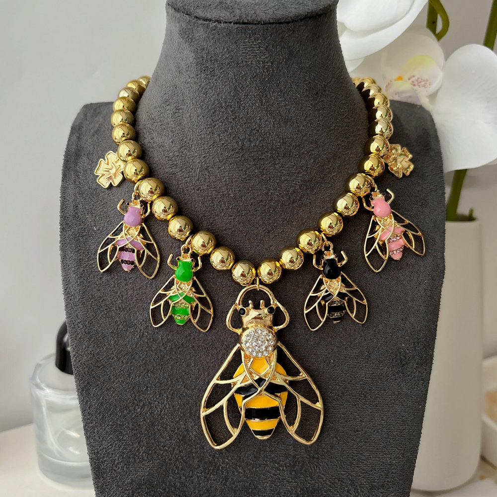 Inset charm ball necklace