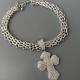 Cuban chain cross pendant necklace